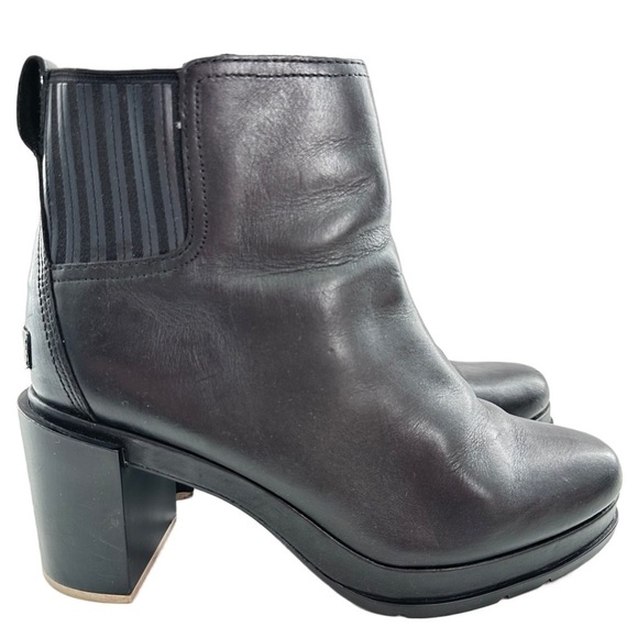 Sorel Margo Chelsea ankle booties size 10.5 41.5 black leather chunky boots - Picture 1 of 15